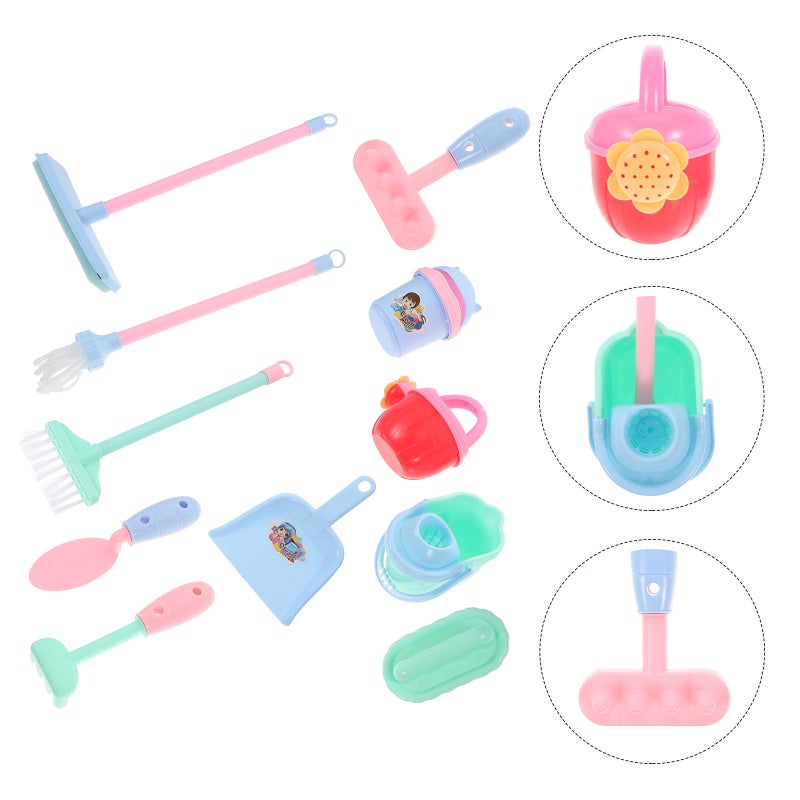 1 Set Mini Cleaning Tool Simulated Broom Children Mini House Toy Trash Can Model - Image 1