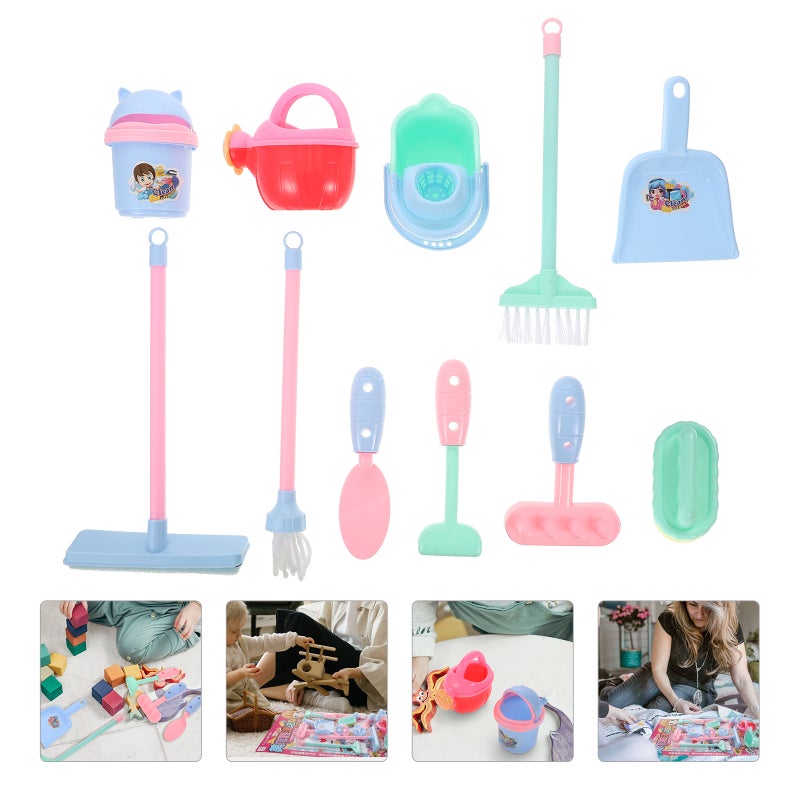 1 Set Mini Cleaning Tool Simulated Broom Children Mini House Toy Trash Can Model - Image 2