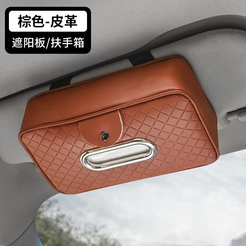 Automaze Car Armrest Headrest Visor Seat Tissue Napkin Box Holder with Sunglass Clip, Interior Car Accessories (Brown) - Image 2
