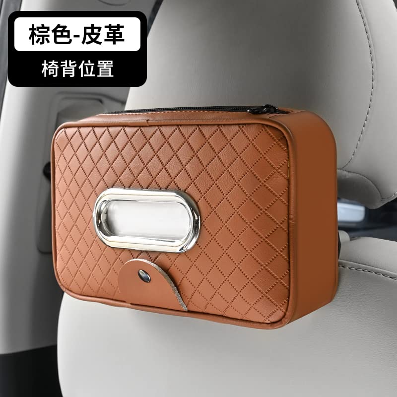 Automaze Car Armrest Headrest Visor Seat Tissue Napkin Box Holder with Sunglass Clip, Interior Car Accessories (Brown) - Image 5