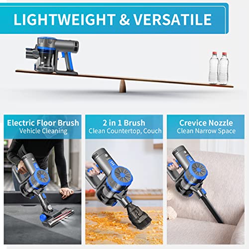 EIOEIR Cordless Stick Vacuum Cleaner, 45 Minutes Run-Time, 4 in 1 Lightweight Stick Vacuum 200W, 3 Power Modes, HEPA Filter for Hardwood Floors, Carpet, Pet Hair, Car (E20 Pro) - Image 2