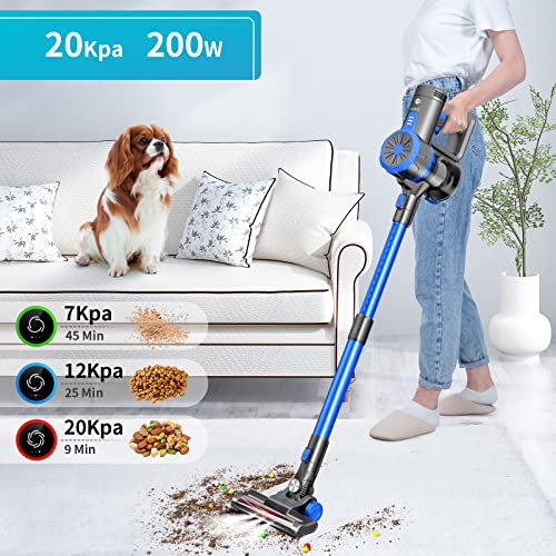 EIOEIR Cordless Stick Vacuum Cleaner, 45 Minutes Run-Time, 4 in 1 Lightweight Stick Vacuum 200W, 3 Power Modes, HEPA Filter for Hardwood Floors, Carpet, Pet Hair, Car (E20 Pro) - Image 3