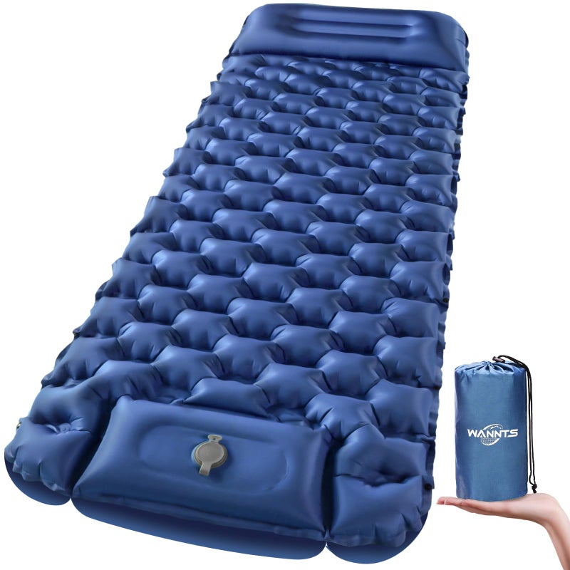 WANNTS Sleeping Pad Ultralight Inflatable Sleeping Pad for Camping Builtin Pump Ultimate for Hiking  Airpad Carry BagCompact  Lightweight Camping padBlue