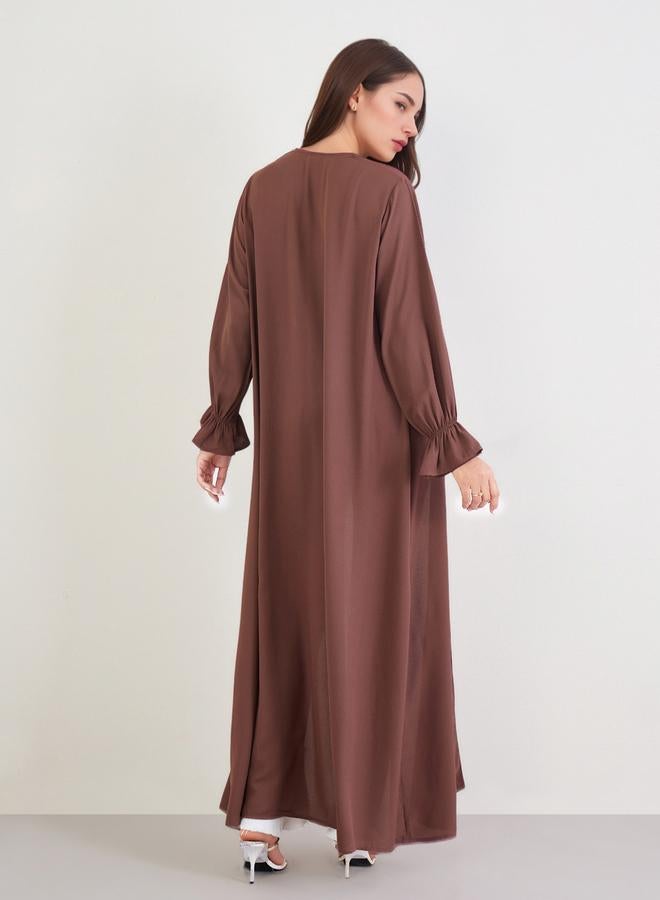 أميرة عباية سادة مفتوحة من الأمام مع أكمام واسعة - Image 5