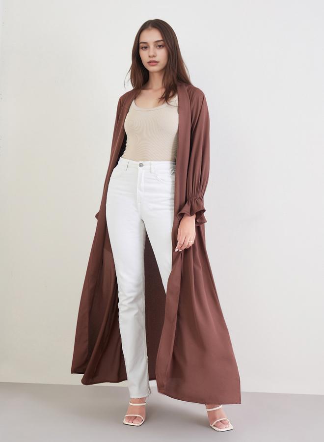 أميرة عباية سادة مفتوحة من الأمام مع أكمام واسعة - Image 3