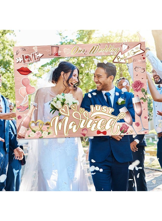 Lemon 25 PCS Wedding Photo Booth Props and Photo Frames, Rose Gold Bride to Be Selfie Photo Booth Frame Props, Wedding Decoration Bachelorette Engagement Party Favor Supplies  - Image 3