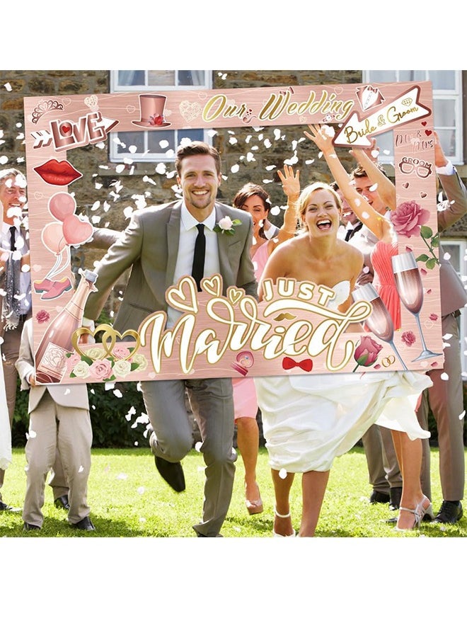 Lemon 25 PCS Wedding Photo Booth Props and Photo Frames, Rose Gold Bride to Be Selfie Photo Booth Frame Props, Wedding Decoration Bachelorette Engagement Party Favor Supplies  - Image 4