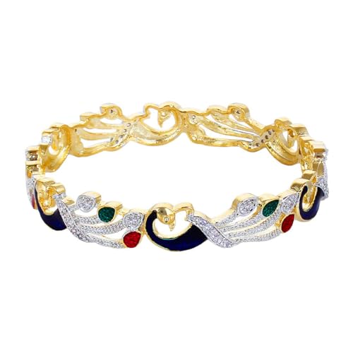YouBella Dancing Peacock American Diamond Bangles for Women - Image 4