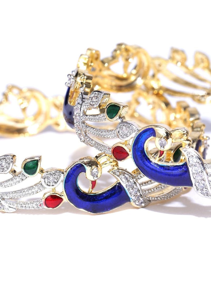 YouBella Dancing Peacock American Diamond Bangles for Women - Image 5