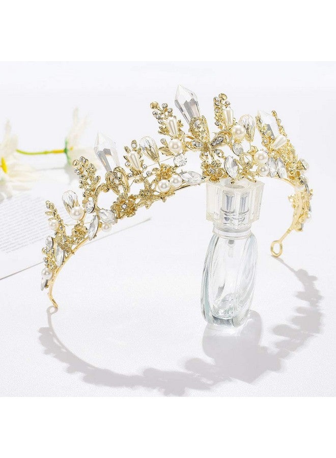 هالوتي تاج زفاف على شكل فراشة باروكية وتاج ذهبي من الكريستال للعروس وتاج لؤلؤي على شكل زهرة للعروس وتاج أميرة على شكل دمعة وأحجار الراين للنساء والفتيات - Image 4
