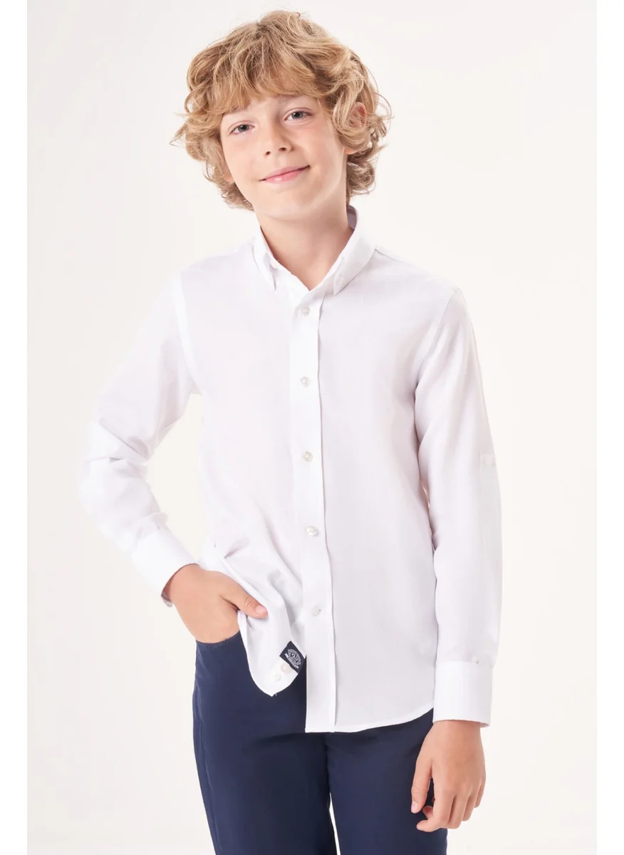 Bisse Men's Regular Fit Long Sleeve Children's Shirt WHITE GM23Y231162_D01