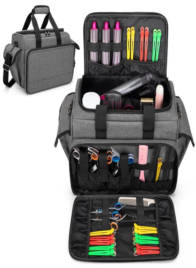 BAFASO Hairdresser Bag with Adjustable Dividers, Travel Barber Case, Gray - Image 1