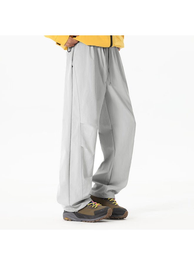 Mingchuang Youpin Miniso Men's Work Pants Loose Fit Paratrooper Cargo Pants Curved Blade Straight Leg Wide Leg Casual Trousers Z White Gray 2XL - Image 4