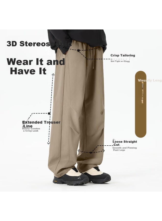 Mingchuang Youpin Miniso Men's Work Pants Loose Fit Paratrooper Cargo Pants Curved Blade Straight Leg Wide Leg Casual Trousers Z White Gray 2XL - Image 2