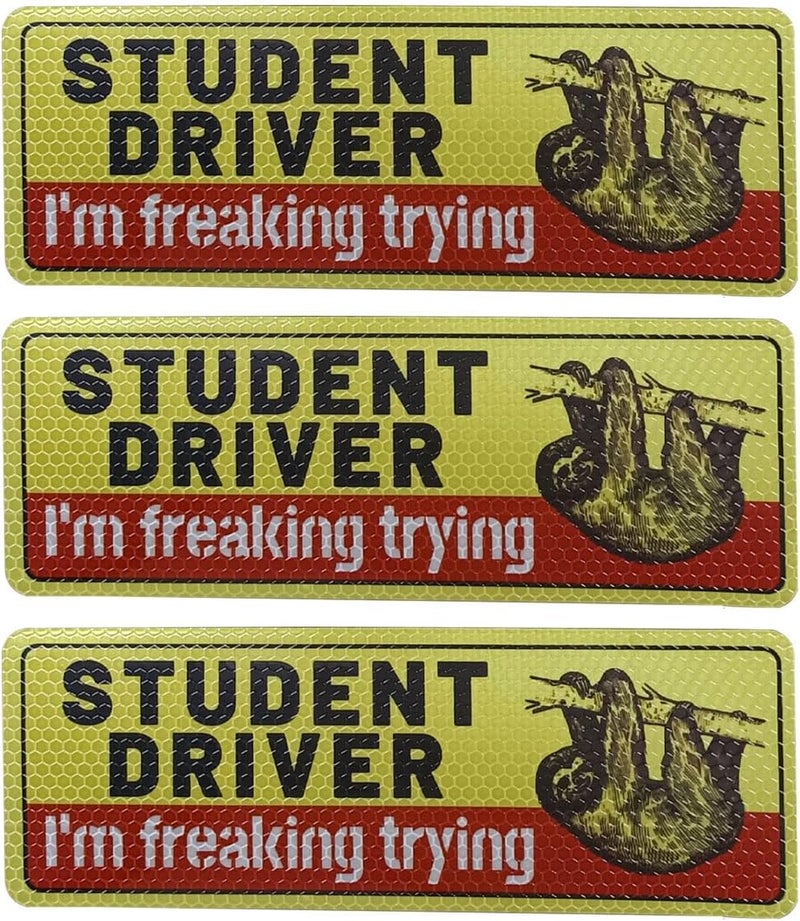 LHDOS 3PCS Student Driver Magnet for Car, I'm Freaking Trying Safety Warning Sign Sticker, Reusable Removable New Driver Bumper Magnet Sticker, Funny Reflective Car Exterior Accessories Heat insulation layer - Image 1