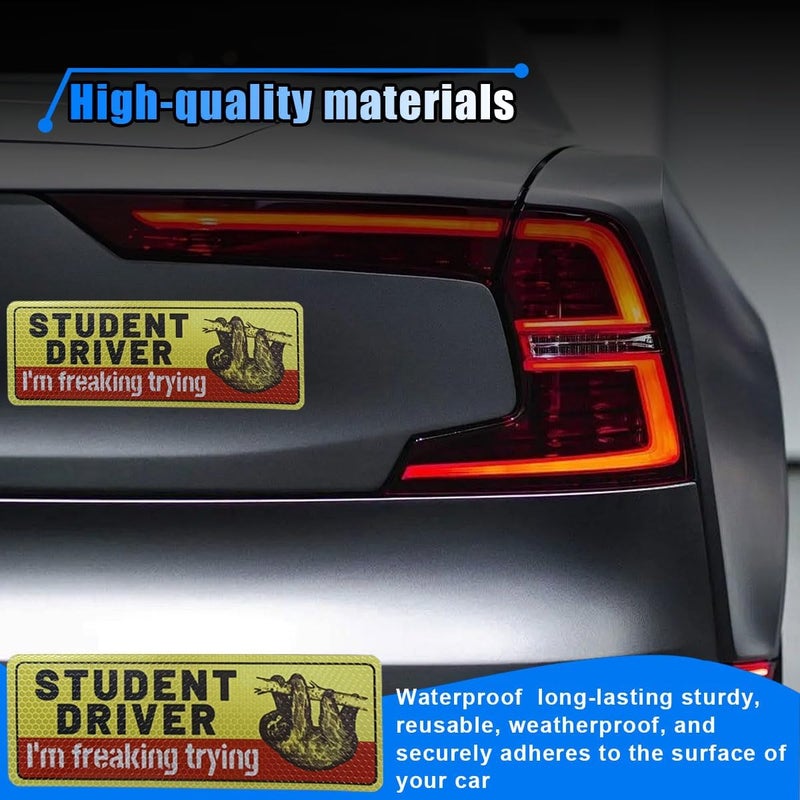 LHDOS 3PCS Student Driver Magnet for Car, I'm Freaking Trying Safety Warning Sign Sticker, Reusable Removable New Driver Bumper Magnet Sticker, Funny Reflective Car Exterior Accessories Heat insulation layer - Image 4