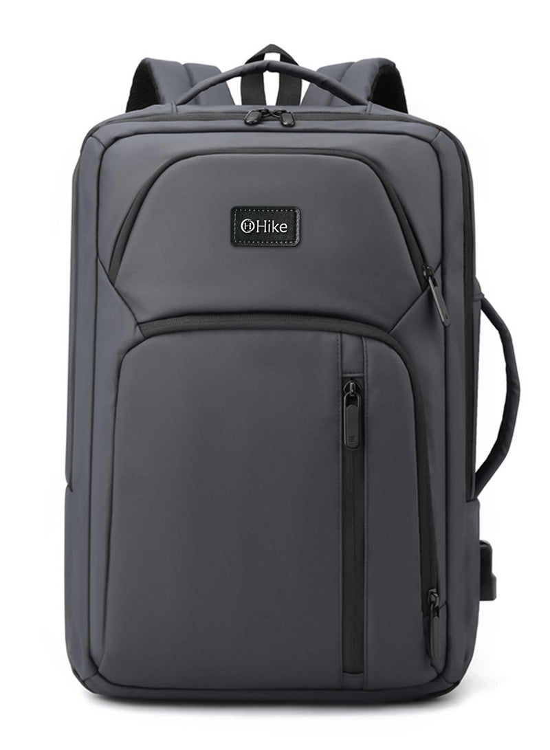 هايك Hike Unisex Durable Laptop Backpack Water Resistant Casual Daypack with Built in USB Port for Travel/Business/College/School, HK2109-GREY - Image 2
