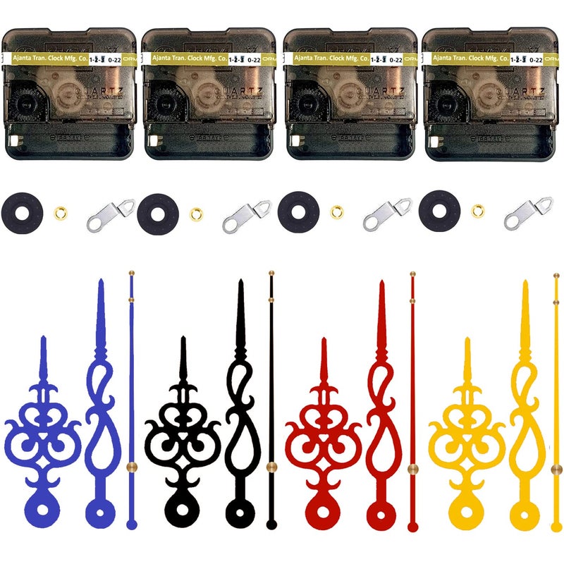 YOPY � Combo 4 of Ajanta Mfg. Battery Operated Plastic Ticking Wall Clock Movement Machine with Hands (Needles : Antique Bule,Black,Gold,Maroon) - Image 1