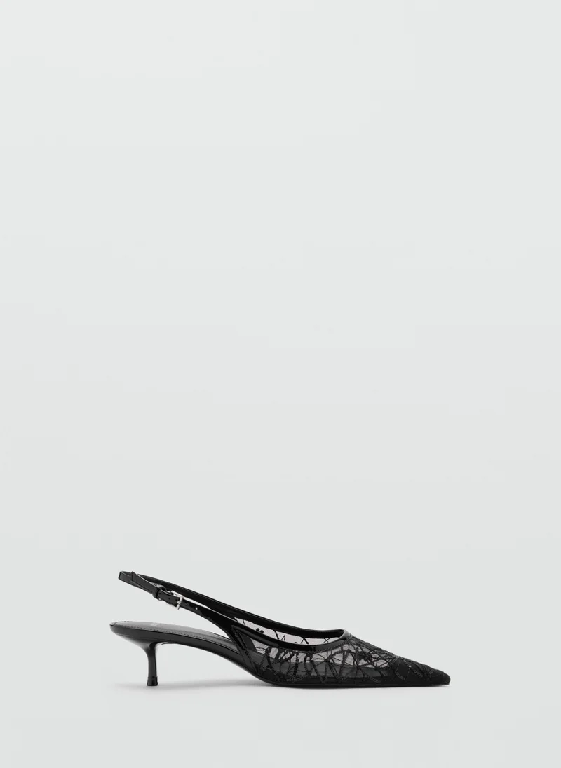 Mango Kitten-Heel Shoes Embroidered With Sequins