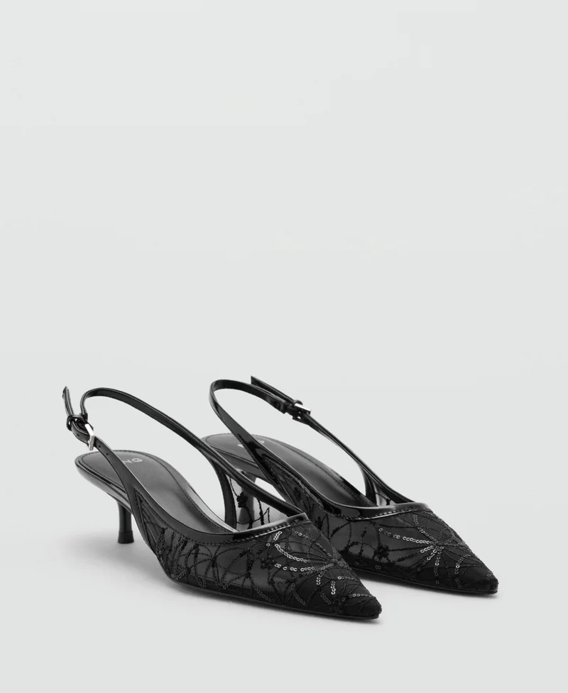 Mango Kitten-Heel Shoes Embroidered With Sequins