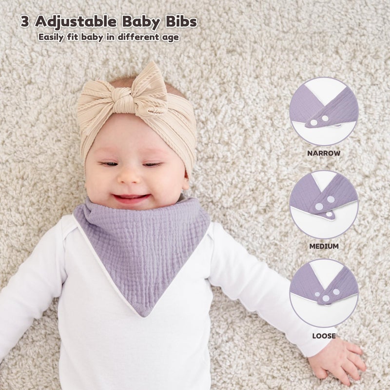 Susurration Muslin Baby Drool Bibs 6Pack Soft Triangular Adjustable Baby Bandana Bibs for Unisex Girls & Boys (Pink) - Image 4
