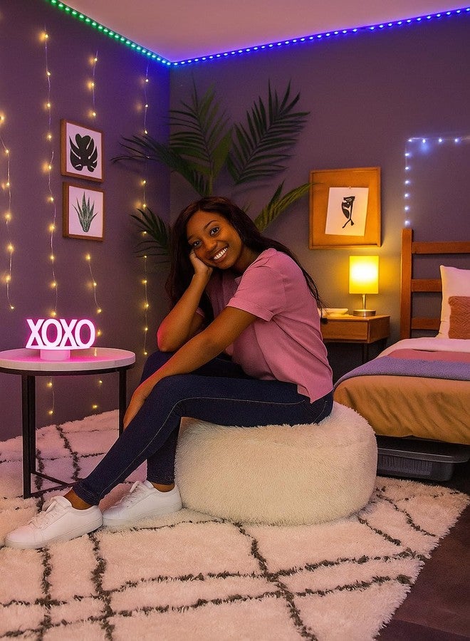 Air Candy مسند قدم قابل للنفخ من الفرو الصناعي المنغولي من إير كاندي - مسند قدم فاخر ومقعد إضافي لغرفة النوم أو غرفة النوم أو طاولة الزينة - سهل الحمل، يُنفخ في ثوانٍ - يتحمل وزنًا يصل إلى 90 كجم - Image 5