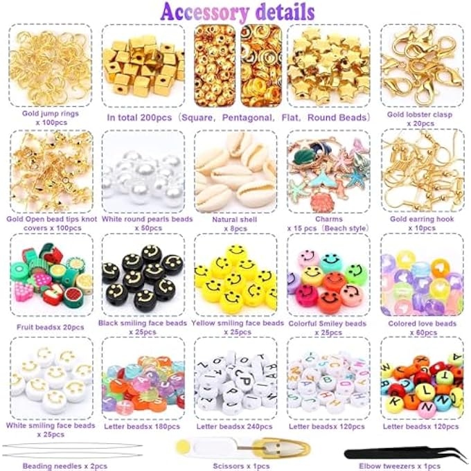STRBOXONG BEADS FOR JEWELLERY MAKING, 28 COLOR FLAT ROUND POLYMER CLAY BEADS 6MM HEISHI CLAY BEADS WITH CHARMS KIT AND ELASTIC STRINGS FOR JEWELRY MAKING BRACELETS NECKLACE FOR GIRLS TEENS KIDS - Image 2