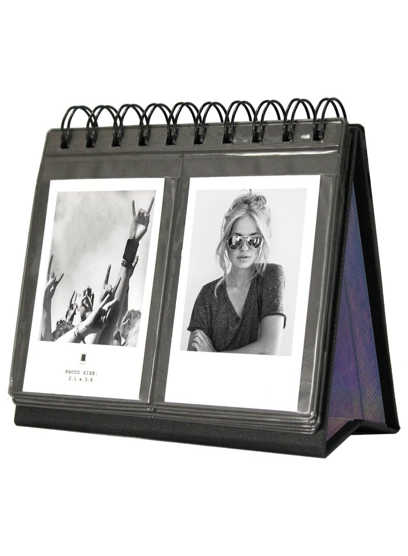 68 Pockets Mini Photo Album for Fujifilm Instax Mini 7s 8 8+ 9 25 26 50s 70 90/ Instax SP 1/ Polaroid PIC-300P/ Polaroid Z2300/ LG PD 233/ LG PD 239/ Name Card (Black)  - Image 1