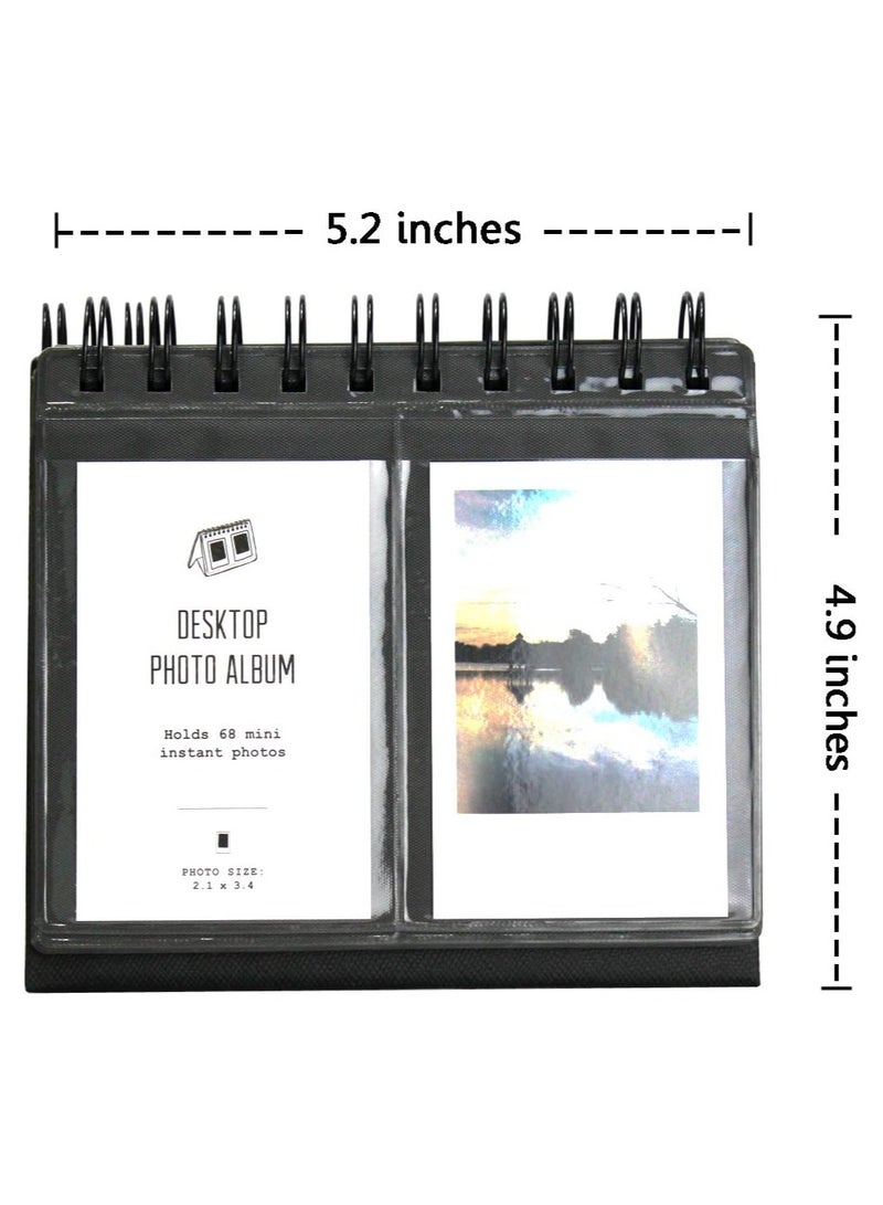 68 Pockets Mini Photo Album for Fujifilm Instax Mini 7s 8 8+ 9 25 26 50s 70 90/ Instax SP 1/ Polaroid PIC-300P/ Polaroid Z2300/ LG PD 233/ LG PD 239/ Name Card (Black)  - Image 2