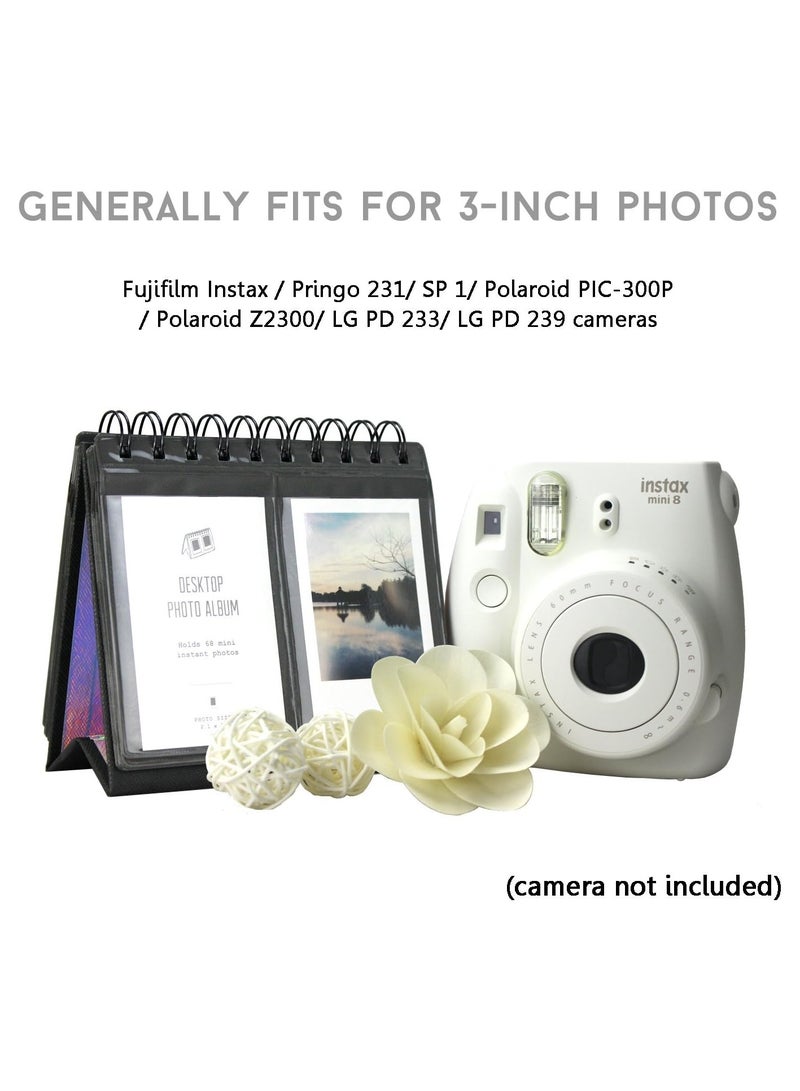 68 Pockets Mini Photo Album for Fujifilm Instax Mini 7s 8 8+ 9 25 26 50s 70 90/ Instax SP 1/ Polaroid PIC-300P/ Polaroid Z2300/ LG PD 233/ LG PD 239/ Name Card (Black)  - Image 4