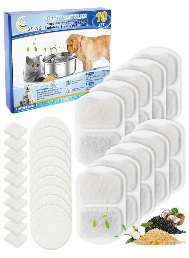 Cunina Dog Water Filter Replacement, 10 Set Dog Water Bowl Filters, Pet Water Filter Compatible with oneisall 7L/230oz/1.8G Stainless Steel Dog Water Fountain - Image 1