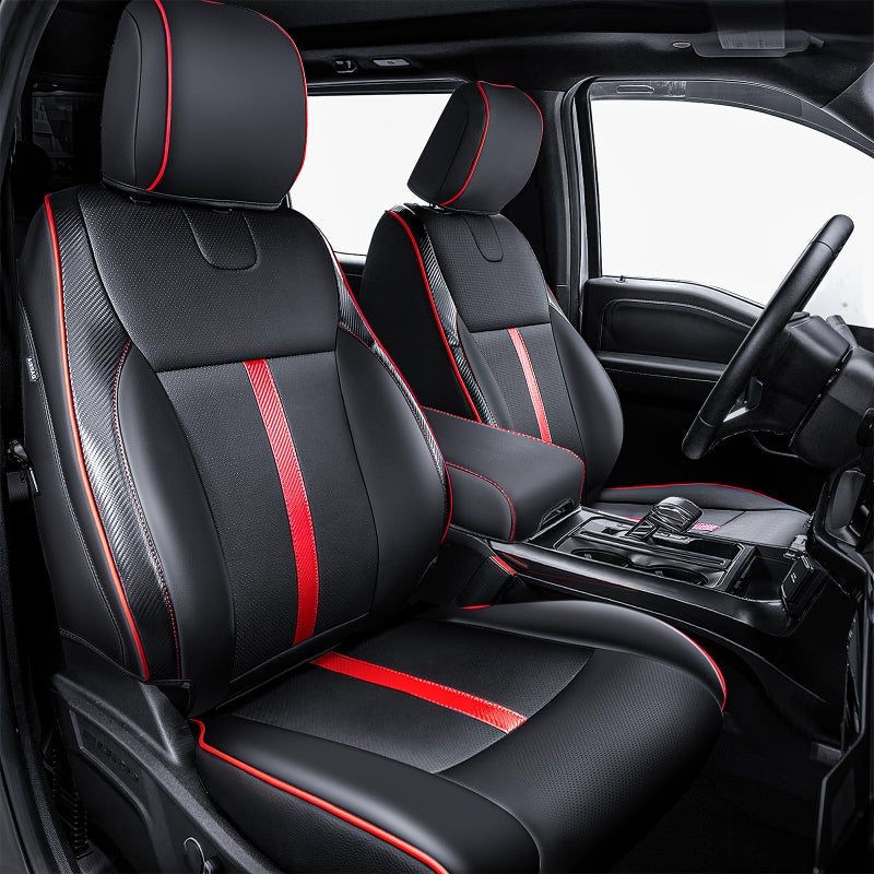 Carlimeki Leather Seat Covers Custom Fit for 20212025 F150 XL XLT STX Super Crew Cab Custom Fit for 20232025 F250 F350 F450 XL XLT Crew Cab Fully Covered NOT for 402040 Bench Front Seat