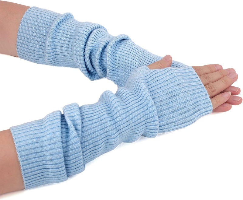 F Flammi Cashmere Blended Arm Warmer for Women Winter Fingerless Gloves Knit Mitten Gloves Wrist Warmer with Thumb Hole - Image 1