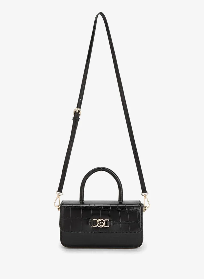 Celeste BLACK Textured Satchel Bag With Detachable Strap for Women | Best Price UAE