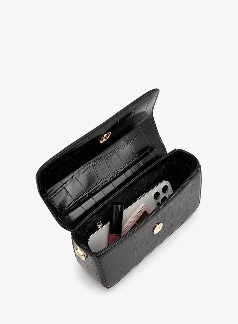 Celeste BLACK Textured Satchel Bag With Detachable Strap for Women | Best Price UAE