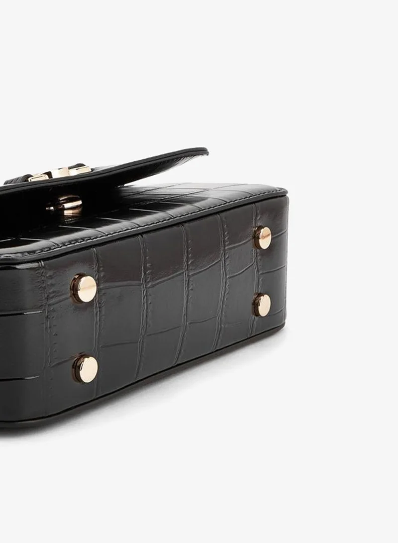 Celeste BLACK Textured Satchel Bag With Detachable Strap for Women | Best Price UAE