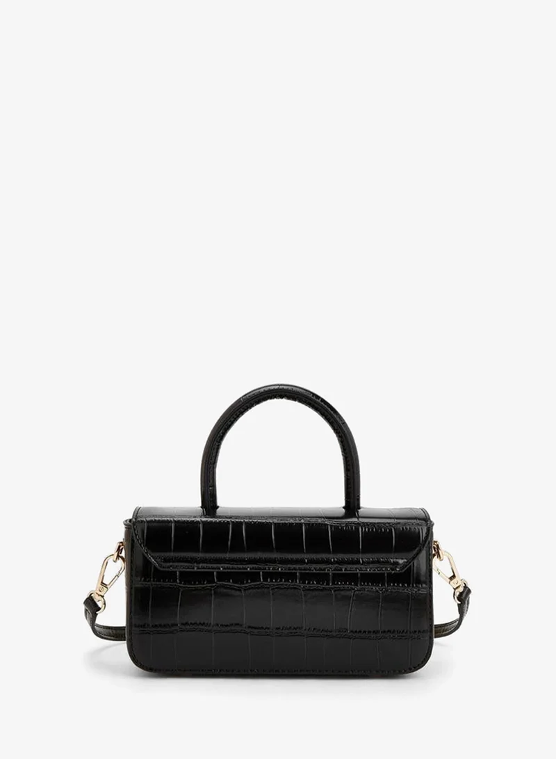 Celeste BLACK Textured Satchel Bag With Detachable Strap for Women | Best Price UAE