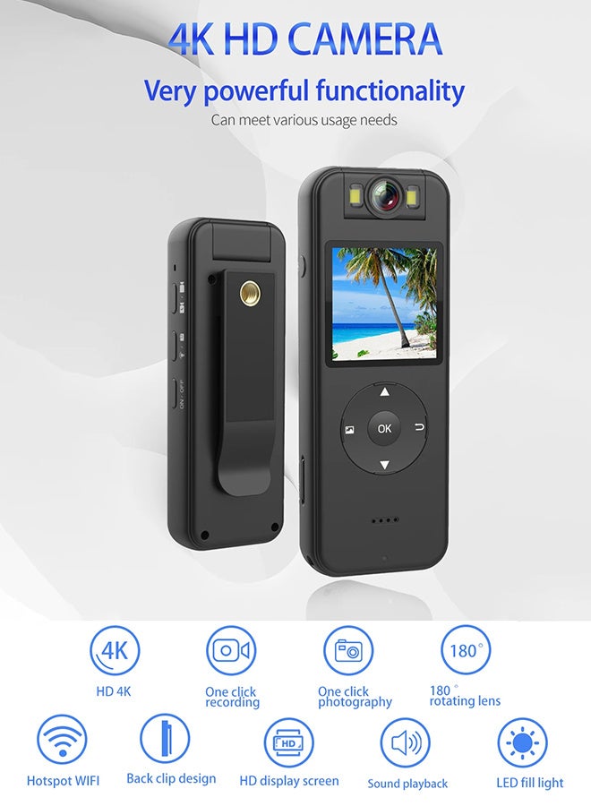 Generic Ultra HD 4K Mini Camera WiFi ,Sports Camera , with 128G Card U3,180 rotating lens, Portable Small Digital Video Recorder Police BodyCam Infrared Night Vision Miniature Camcorder  - Image 5
