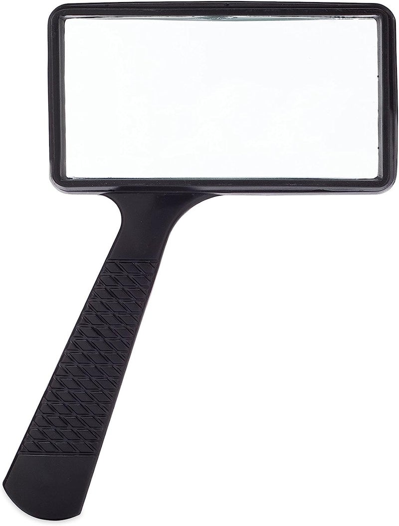 Jumbo Rectangular Handheld Magnifying Glass 3X Magnification  Scratch Resistant Glass Lens  Large Horizontal Viewing Area