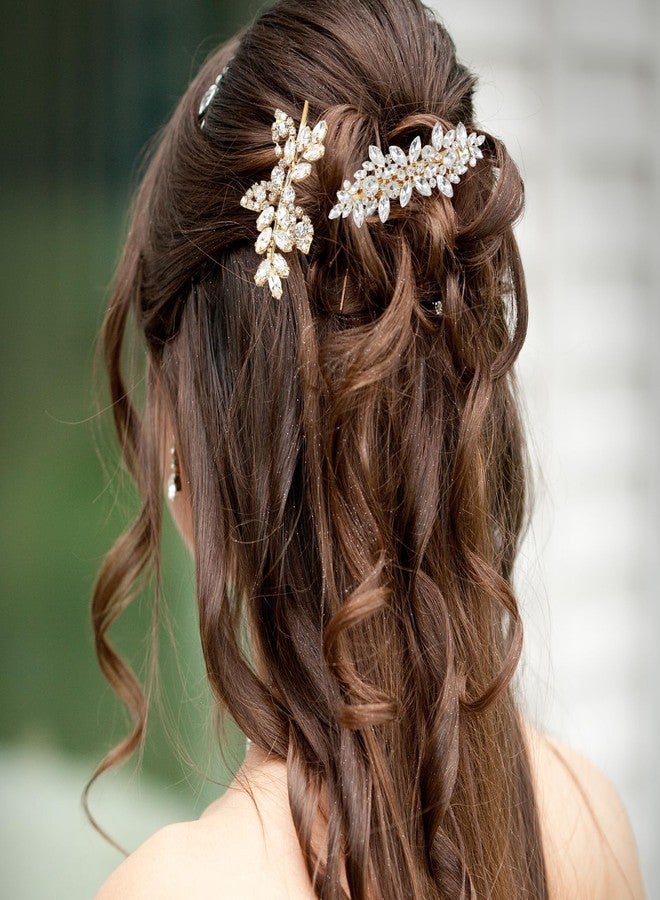 CYUXING 4Pcs Gold Rhinestone Hair Accessories, Shiny Clips for Bride, Wedding Hair Accessories for Women, Wedding Crystal Hairpin Decorations Supplies for Ceremonies Graduation - Image 4