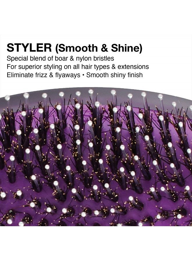 Olivia Garden OG Brush Styler, To Smooth and add Shine, All hair Types, removable cushion for easy cleaning, scalp hugging for scalp massage, gentle, for women, men and children, Black - Image 2