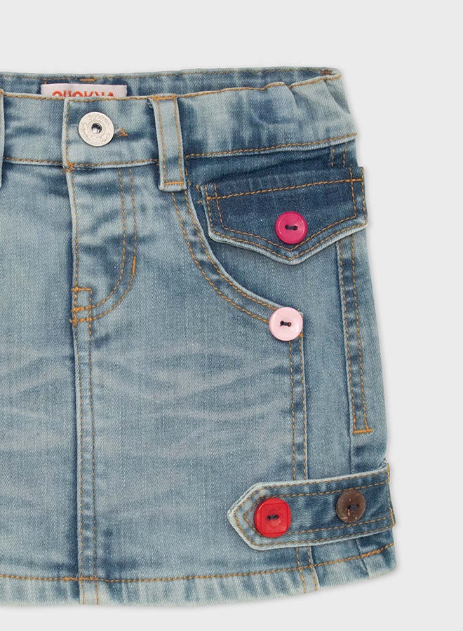 كوكا ملابس أطفال تنورة الدنيم الأزرق للبنات - Image 3