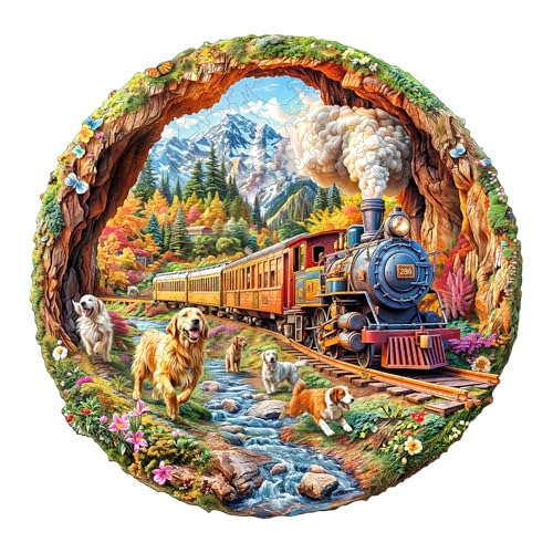 Purdicra Wooden Puzzles for Adults Racing The Train Wooden Jigsaw Puzzle Unique Animal Shaped Wood Puzzles Adult Christmas Birthday Gifts for FriendsFamily Home Decor 114x112200pcs - Image 1