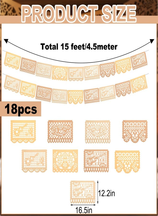 Breling 40 Pcs Dia De Los Muertos Ofrenda Altar Decor Day of The Dead, 20 White Marigold Flowers, 2 Mexican Felt Papel Picado Banner (9 Flags Per Banner), 2 White Artificial Marigold Garland - Image 3