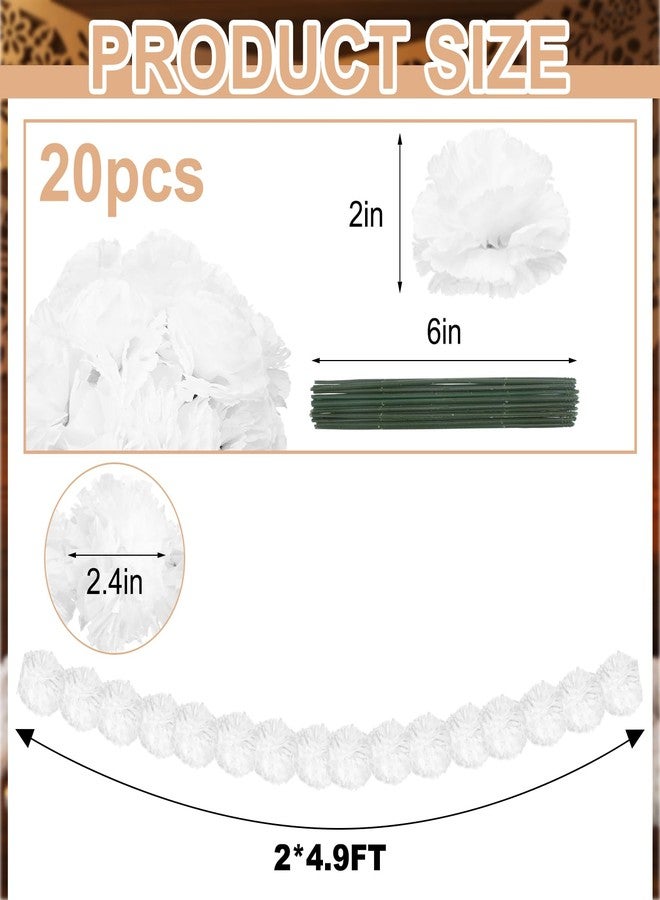 Breling 40 Pcs Dia De Los Muertos Ofrenda Altar Decor Day of The Dead, 20 White Marigold Flowers, 2 Mexican Felt Papel Picado Banner (9 Flags Per Banner), 2 White Artificial Marigold Garland - Image 4