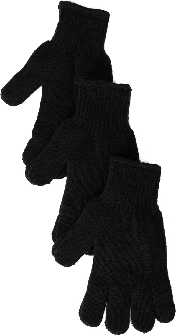 اوبلاند Men's Winter Thick Gloves 3 Piece Solid Color Cotton Knitted Flexible Windproof Comfortable Lightweight