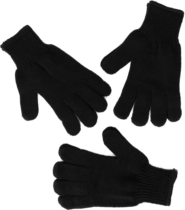 اوبلاند Men's Winter Thick Gloves 3 Piece Solid Color Cotton Knitted Flexible Windproof Comfortable Lightweight