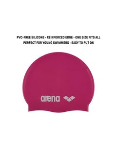 arena Classic Silicone Jr Youth Swim Cap Fuchsia;White  - Image 3