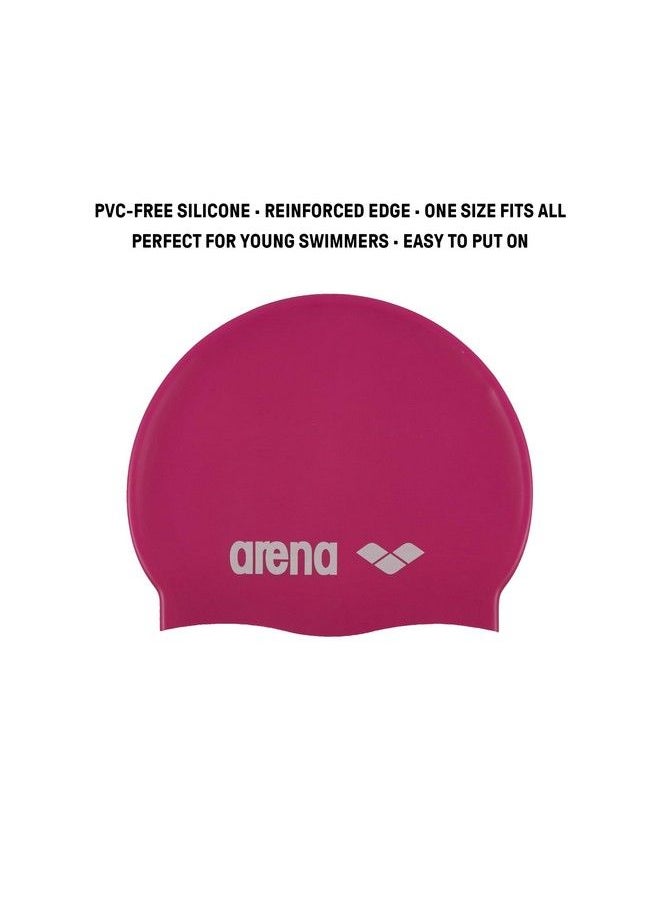 arena Classic Silicone Jr Youth Swim Cap Fuchsia;White  - Image 3
