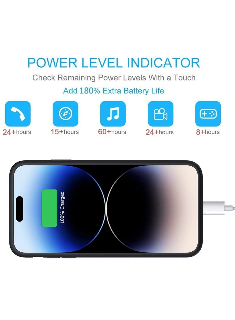 MUNTAQI iPhone 14 Pro 3500mAh Slim Portable Protective Charging Case with CarPlay Compatible with iPhone 14 Pro (6.1 inch) Rechargeable Battery Pack Charger Case (Black) - Image 2